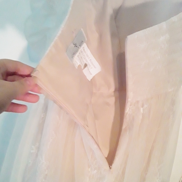 Sorella Vita Cream Tulle Lace Strapless Dress - Picture 4 of 7